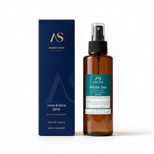 Aroma Sense White Tea 120ml fragrance spray, bottle with its box