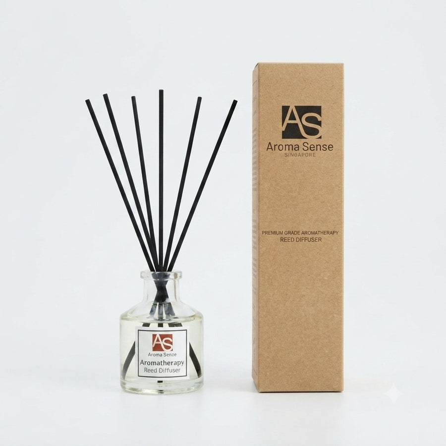 50ml Aromatherapy Reed Diffuser in clear glass with kraft gift box, by Aroma Sense