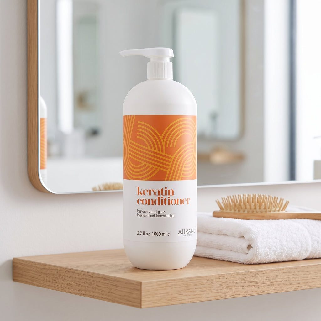 Aurané Keratin Conditioner 1000ml on a salon shelf