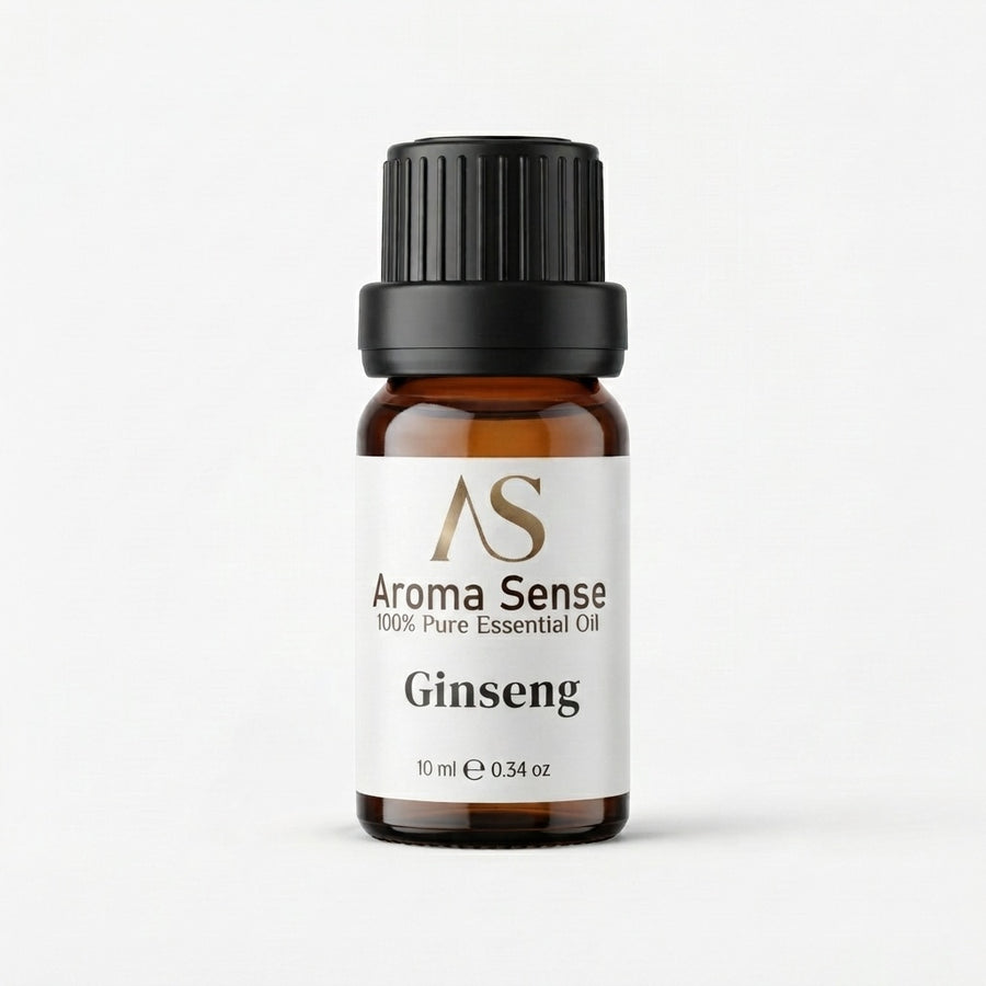 Ginseng aroma oil, 10 ml amber glass bottle