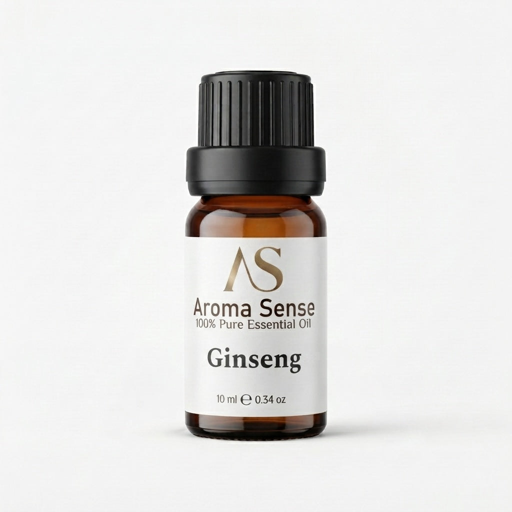 Ginseng aroma oil, 10 ml amber glass bottle