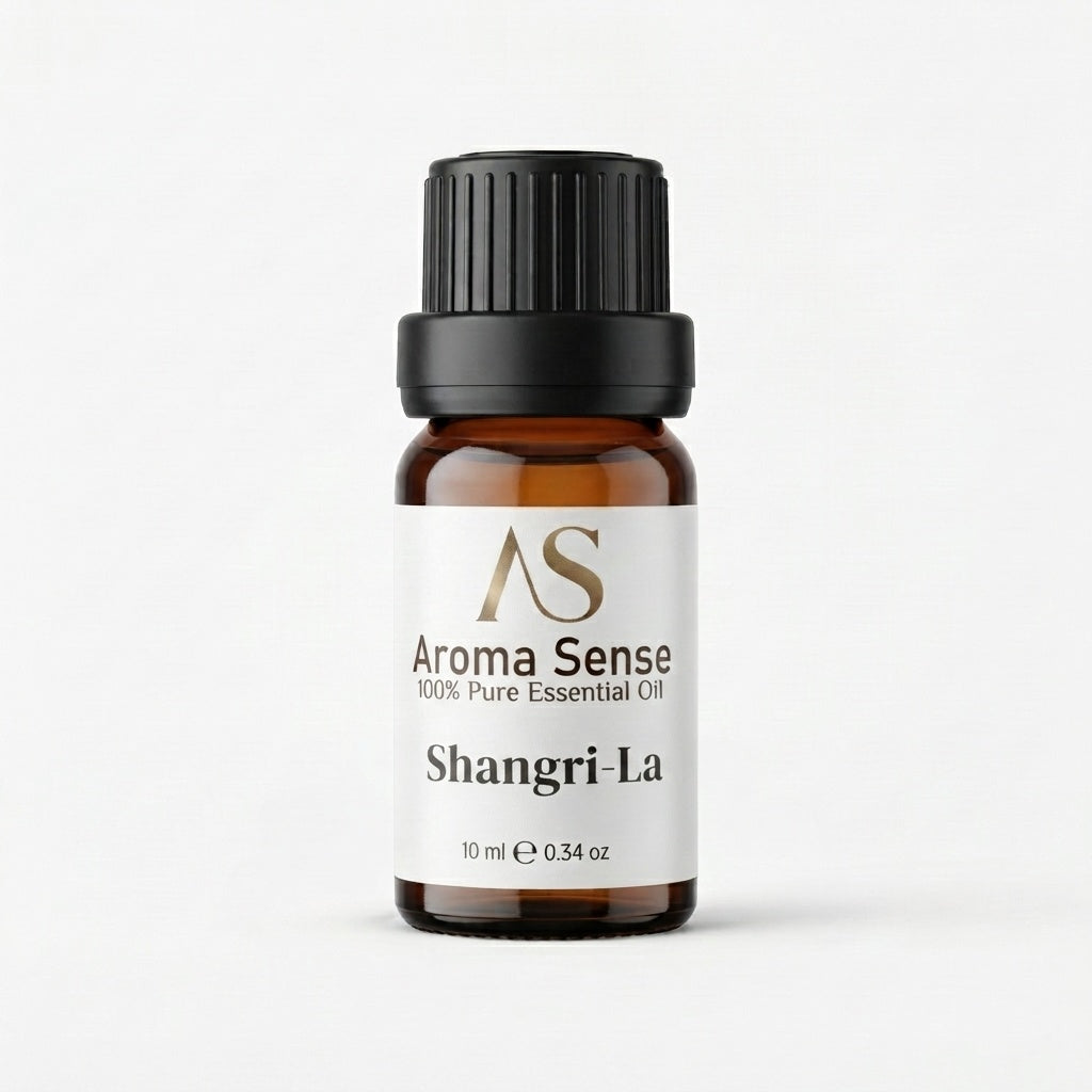 Shangri-La aroma oil, 10 ml amber glass bottle